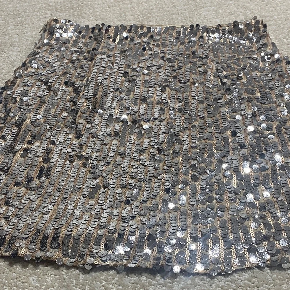 Lulu's Sparkling Sequin Mini Skirt - Silver Size S